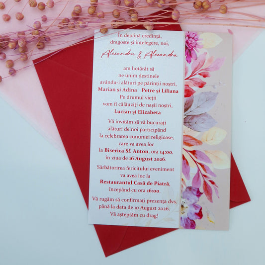 Invitatie Nunta Eleganta cu Design Floral