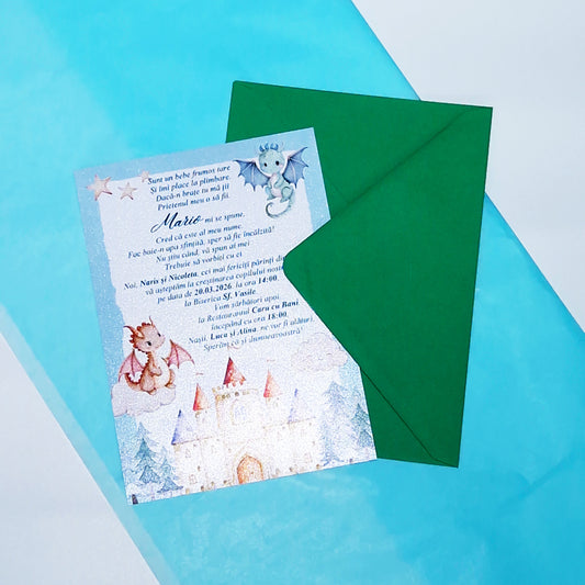 Invitatii Botez Baiat Dragon si Castel