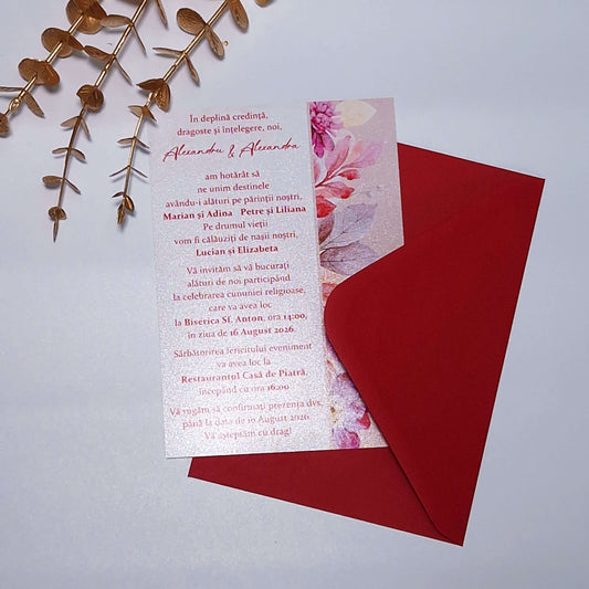 Invitatie Nunta Eleganta cu Design Floral