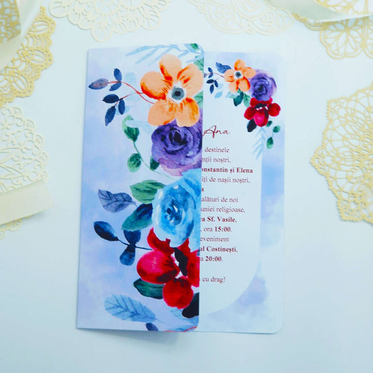 Invitatie Nunta Eleganta Flori Colorate