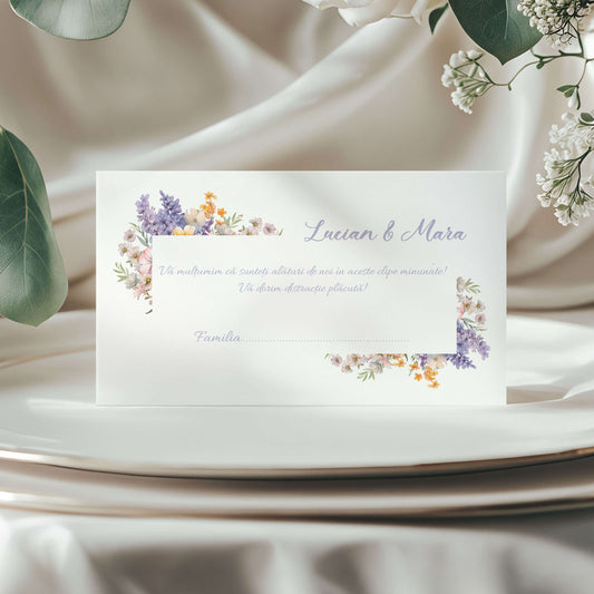 Plic de bani nunta Lavanda si Flori mat